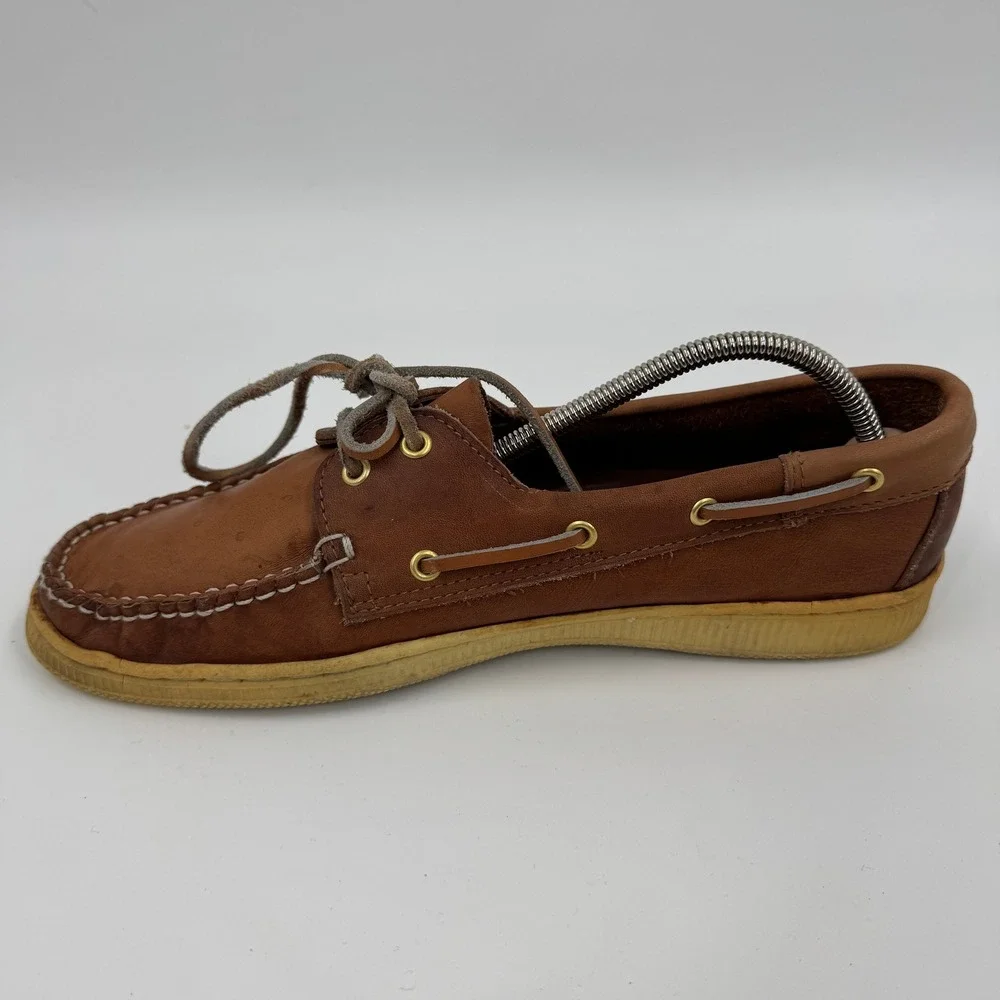Vintage Coach Leather‎ Boat Shoes Tan Brown Made in Italy Deck Shoes Mens 8.5